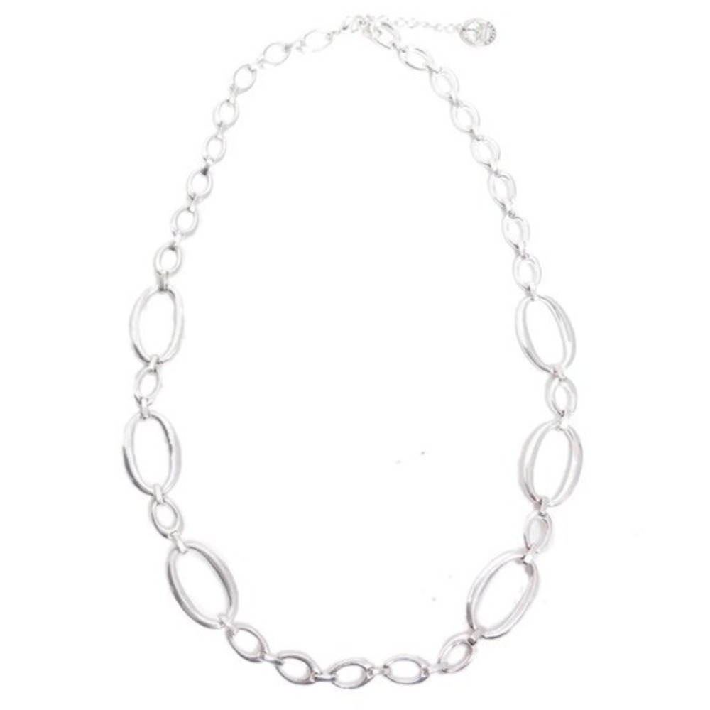 TRIFARI DESIGNER SIGNED SILVER TONED‎ WIDE LINK NECKLACE